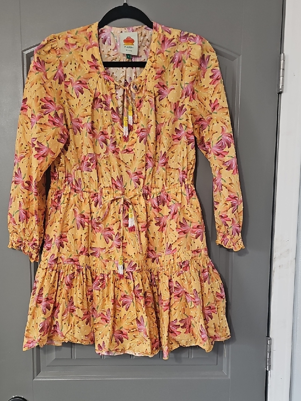 FARM Rio Yellow Dress with Pink Floral Print (A)